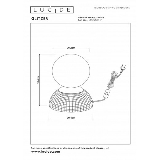 Настольная лампа декоративная Lucide GLITZER 10527/01/66