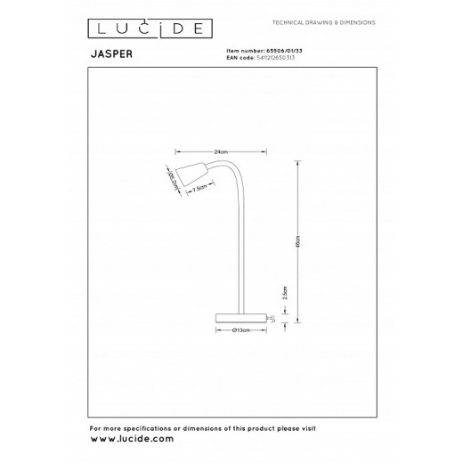 Настольная лампа офисная Lucide JASPER 65506/01/33