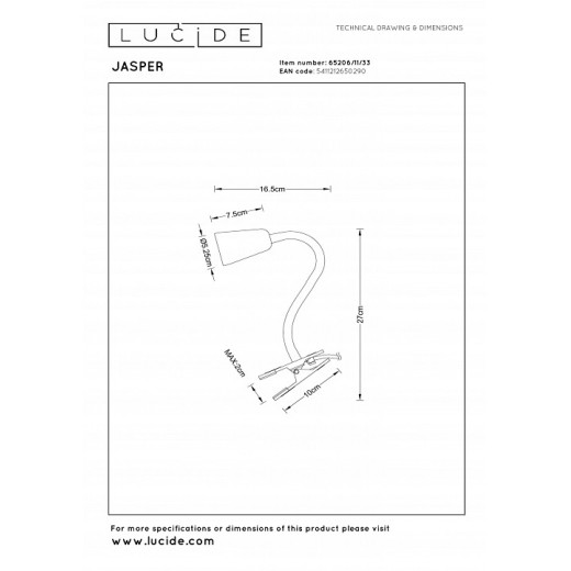 Настольная лампа офисная Lucide JASPER 65206/11/33