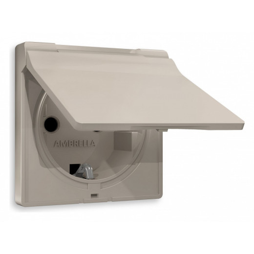 Накладка для розетки влагозащищенной с заземлением и со шторками с крышкой Ambrella Volt Quant AP3680
