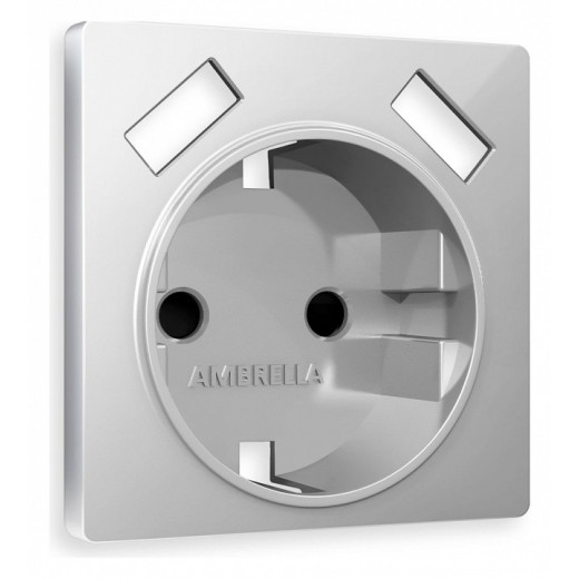 Накладка для розетки с заземлением и со шторками и 2хUSB type A Ambrella Volt Quant AP4090
