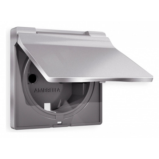 Накладка для розетки влагозащищенной с заземлением и со шторками с крышкой Ambrella Volt Quant AP5080