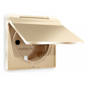 Накладка для розетки влагозащищенной с заземлением и со шторками с крышкой Ambrella Volt Quant AP6080