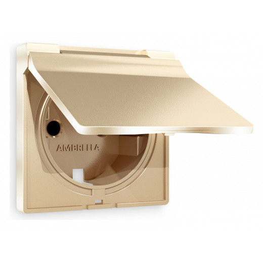 Накладка для розетки влагозащищенной с заземлением и со шторками с крышкой Ambrella Volt Quant AP6080