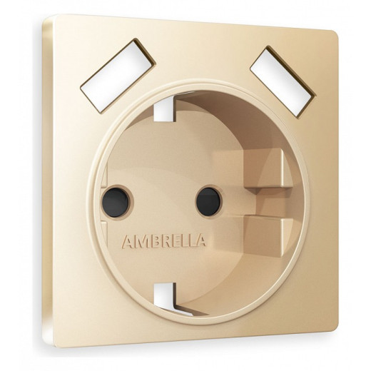 Накладка для розетки с заземлением и со шторками и 2хUSB type A Ambrella Volt Quant AP6090
