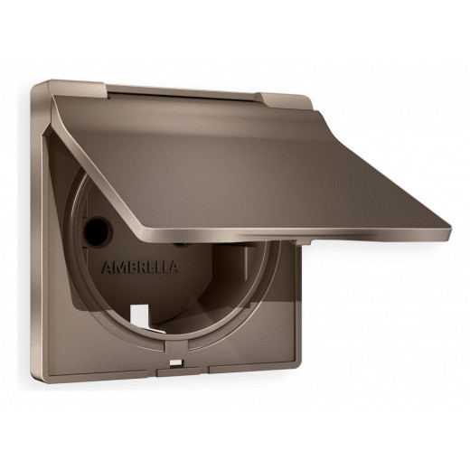 Накладка для розетки влагозащищенной с заземлением и со шторками с крышкой Ambrella Volt Quant AP6380