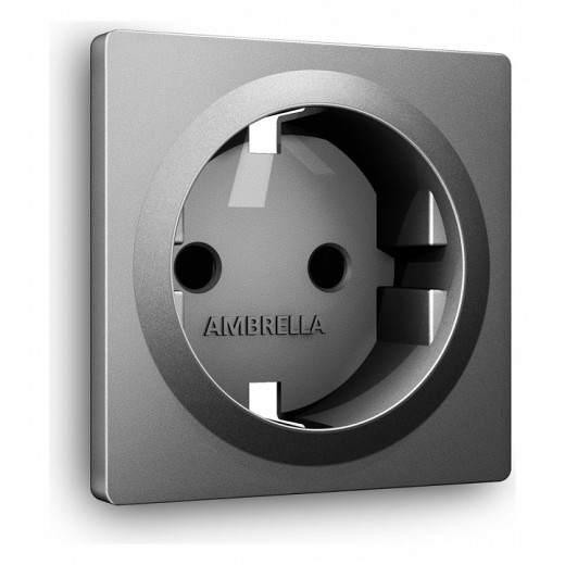 Накладка для розетки с заземлением и со шторками Ambrella Volt Quant AP6570