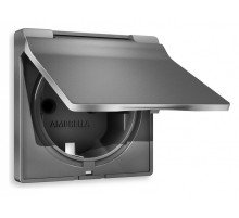 Накладка для розетки влагозащищенной с заземлением и со шторками с крышкой Ambrella Volt Quant AP6580