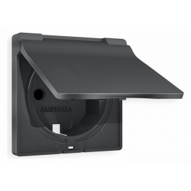 Накладка для розетки влагозащищенной с заземлением и со шторками с крышкой Ambrella Volt Quant AP9080