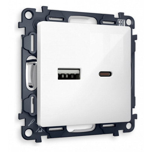 Розетка 2хUSB type A и C без рамки Ambrella Volt Quant MA111010