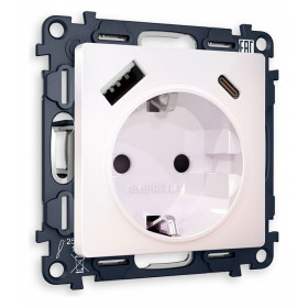 Розетка с заземлением и 2хUSB type A и C, без рамки Ambrella Volt Quant MA210010
