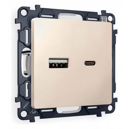 Розетка 2хUSB type A и C без рамки Ambrella Volt Quant MA331010