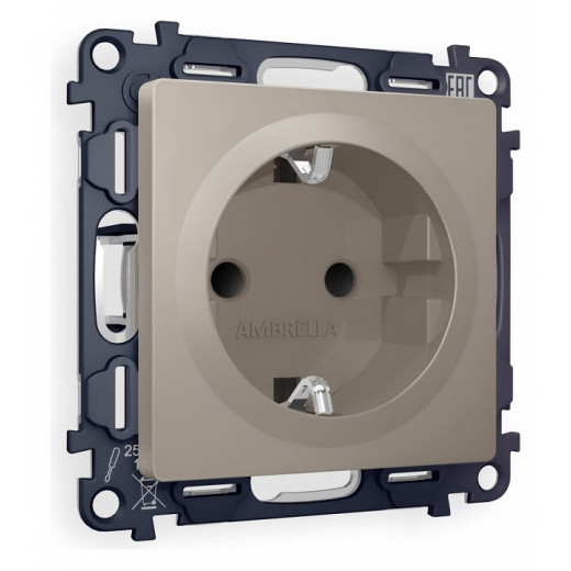 Розетка с заземлением и со шторкой, без рамки Ambrella Volt Quant MA367010