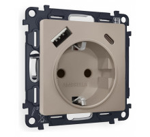 Розетка с заземлением и 2хUSB type A и C, без рамки Ambrella Volt Quant MA370010