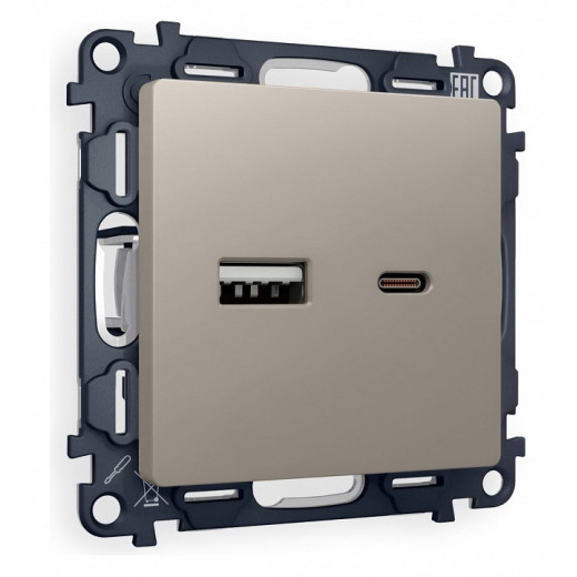 Розетка 2хUSB type A и C без рамки Ambrella Volt Quant MA371010