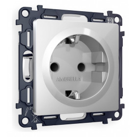 Розетка с заземлением и со шторкой, без рамки Ambrella Volt Quant MA407010