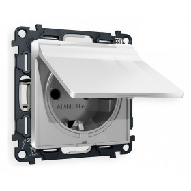 Розетка с заземлением и со шторкой, без рамки с крышкой Ambrella Volt Quant MA408010