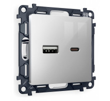 Розетка 2хUSB type A и C без рамки Ambrella Volt Quant MA411010