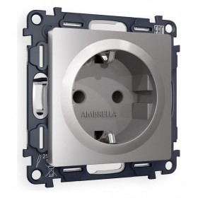 Розетка с заземлением и со шторкой, без рамки Ambrella Volt Quant MA507010