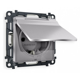 Розетка с заземлением и со шторкой, без рамки с крышкой Ambrella Volt Quant MA508010