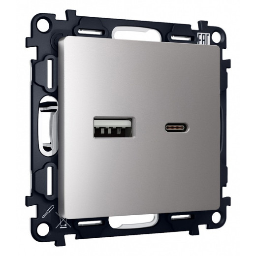 Розетка 2хUSB type A и C без рамки Ambrella Volt Quant MA511010