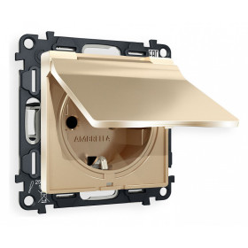 Розетка с заземлением и со шторкой, без рамки с крышкой Ambrella Volt Quant MA608010