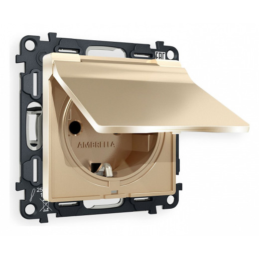 Розетка с заземлением и со шторкой, без рамки с крышкой Ambrella Volt Quant MA608010