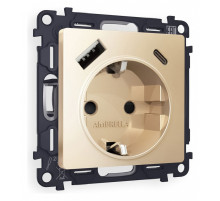 Розетка с заземлением и 2хUSB type A и C, без рамки Ambrella Volt Quant MA610010