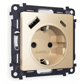 Розетка с заземлением и 2хUSB type A и C, без рамки Ambrella Volt Quant MA610010