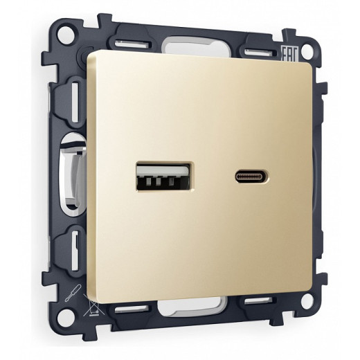 Розетка 2хUSB type A и C без рамки Ambrella Volt Quant MA611010