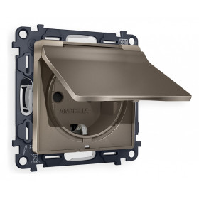 Розетка с заземлением и со шторкой, без рамки с крышкой Ambrella Volt Quant MA638010