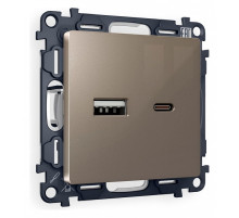 Розетка 2хUSB type A и C без рамки Ambrella Volt Quant MA641010