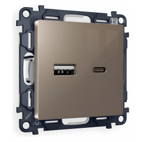 Розетка 2хUSB type A и C без рамки Ambrella Volt Quant MA641010