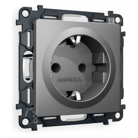 Розетка с заземлением и со шторкой, без рамки Ambrella Volt Quant MA657010
