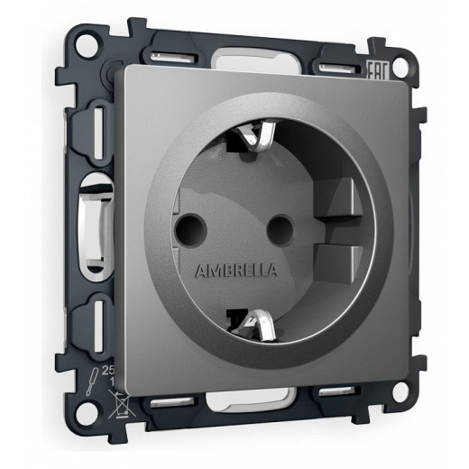 Розетка с заземлением и со шторкой, без рамки Ambrella Volt Quant MA657010