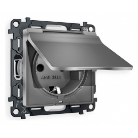 Розетка с заземлением и со шторкой, без рамки с крышкой Ambrella Volt Quant MA658010