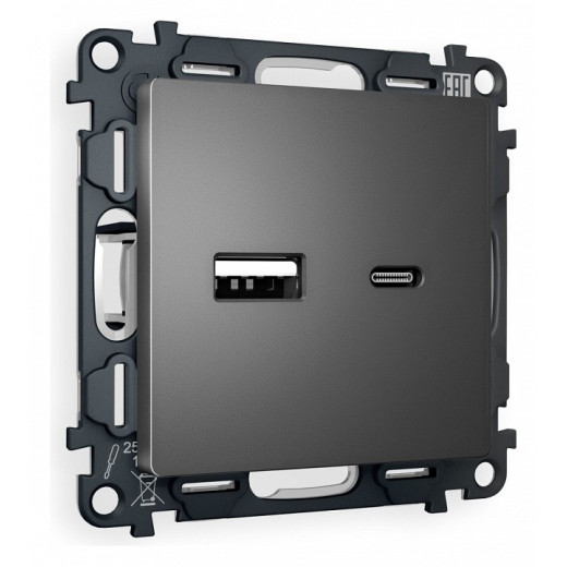 Розетка 2хUSB type A и C без рамки Ambrella Volt Quant MA661010