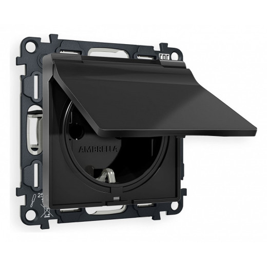 Розетка с заземлением и со шторкой, без рамки с крышкой Ambrella Volt Quant MA808010