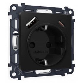 Розетка с заземлением и 2хUSB type A и C, без рамки Ambrella Volt Quant MA810010