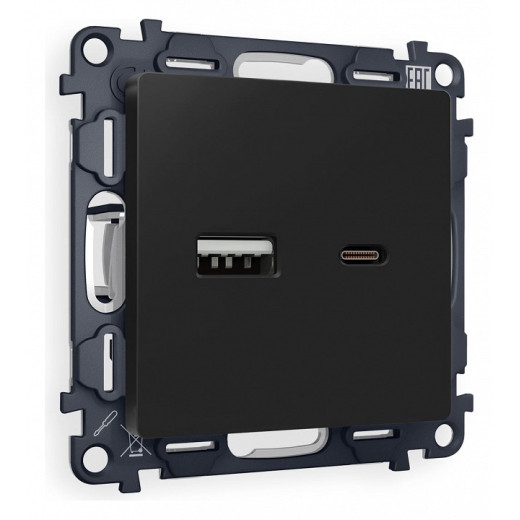 Розетка 2хUSB type A и C без рамки Ambrella Volt Quant MA811010