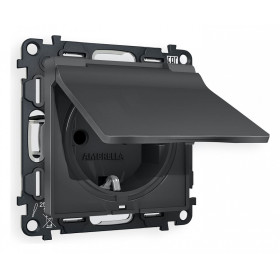 Розетка с заземлением и со шторкой, без рамки с крышкой Ambrella Volt Quant MA908010