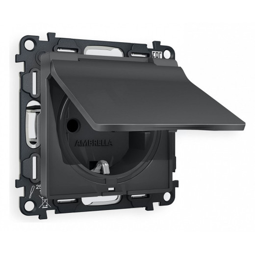 Розетка с заземлением и со шторкой, без рамки с крышкой Ambrella Volt Quant MA908010