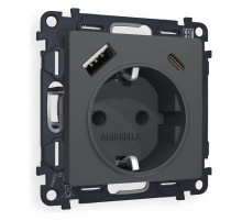 Розетка с заземлением и 2хUSB type A и C, без рамки Ambrella Volt Quant MA910010