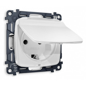 Розетка влагозащищенная с заземлением и со шторкой, без рамки с крышкой Ambrella Volt Quant MO128010