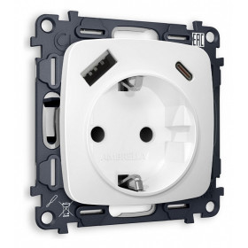 Розетка с заземлением и 2хUSB type A и C, без рамки Ambrella Volt Quant MO130010