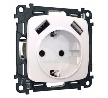 Розетка с заземлением и 2хUSB type A, без рамки Ambrella Volt Quant MO209010