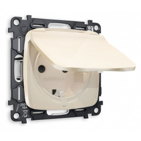 Розетка влагозащищенная с заземлением и со шторкой, без рамки с крышкой Ambrella Volt Quant MO308010