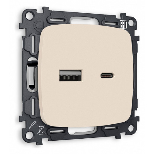 Розетка 2хUSB type A и C без рамки Ambrella Volt Quant MO331010