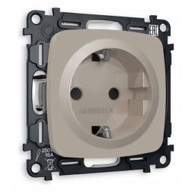 Розетка с заземлением и со шторкой, без рамки Ambrella Volt Quant MO367010