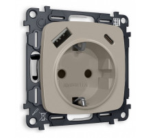 Розетка с заземлением и 2хUSB type A и C, без рамки Ambrella Volt Quant MO370010